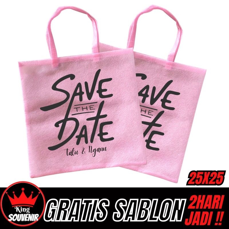 Tas Spundbond Souvenir Wedding Hajatan Tasyakuran Custom Logo Free Sablon