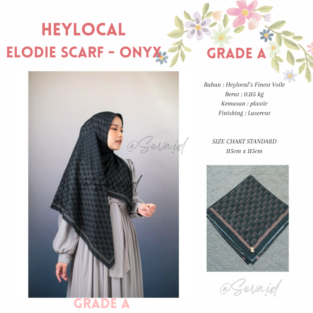Heylocal.id Elodie Scarf Onyx Grade A Imperfect Sale Kerudung Heylocal