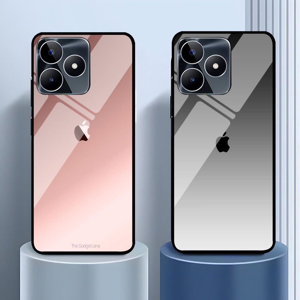 Softcase Glass Realme C53 [K-01] Casing Glass  Logo Iphone - Casing Pelindung Kamera C53 - Case Akse