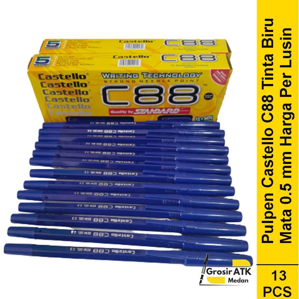 

Pulpen Castello C88 By Standard Tinta Biru / Pulpen Murah / Harga Per Lusin