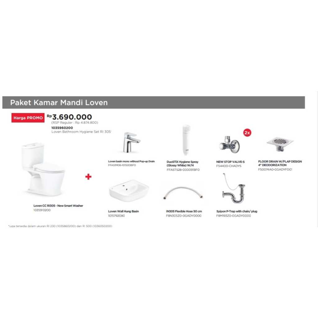 Paket Closet + Wastafel American Standard Loven Set