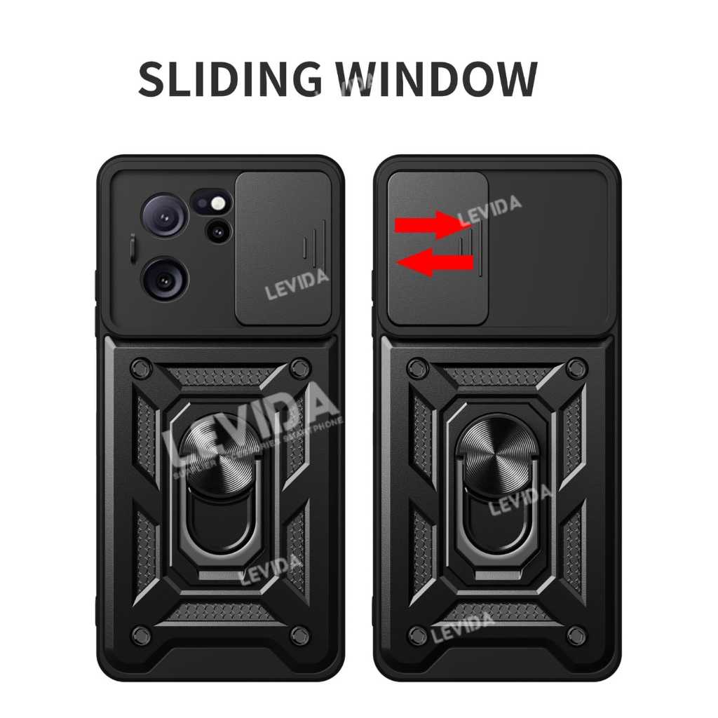 Xiaomi 13t Xiaomi 13t Pro Case Robot Slide Kamera Protect + Ringstand Xiaomi 13t Xiaomi 13t Pro
