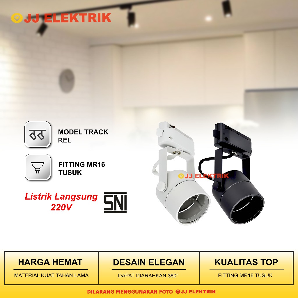 Kap Lampu Sorot / Kap Lampu Spotlight + Fitting MR16 Rel