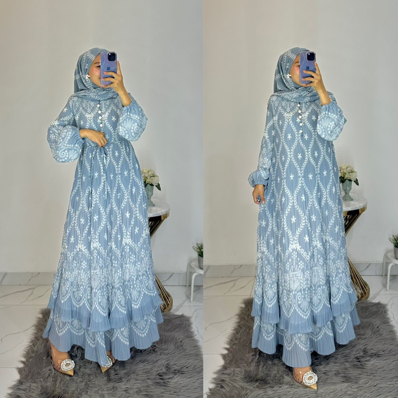 Maxi Ghina plisket | Dress Plisket Ceruty | Dress Terbaru | dress busui plisket