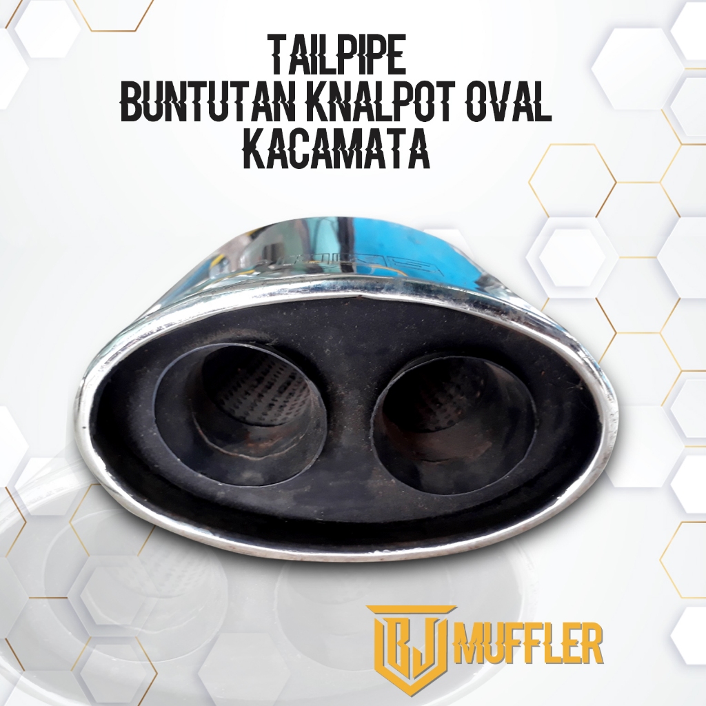 Tailpipe Oval Kacamata lubang dua Buntut Knalpot Mobil Full Stainles
