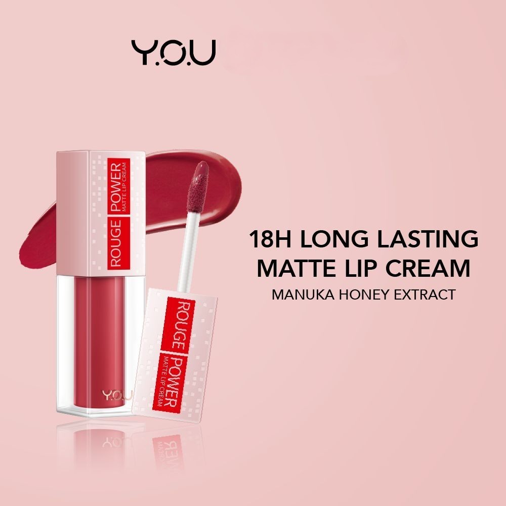 YOU Rouge Power Matte Lip Cream Lipstik Long Lasting Silky Matte Finish