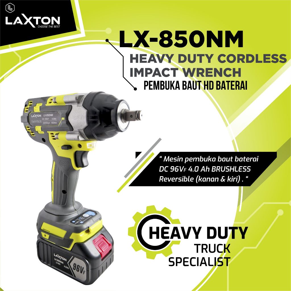 LAXTON Mesin pembuka baut ban truk impact wrench brushless LX-850NM
