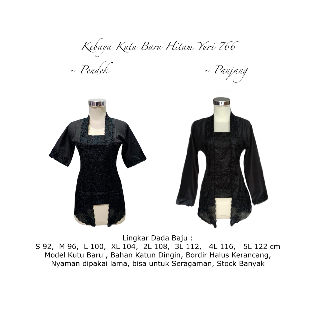Kebaya Kutu Baru Bordir Hitam Yuri 766