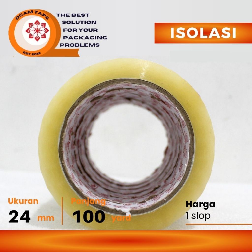 

Lakban Solasi Bening 100 yard x 24mm, 12mm Berkualitas Super Lengket - SOLATIP/ISOLASI BENING (SLOP)