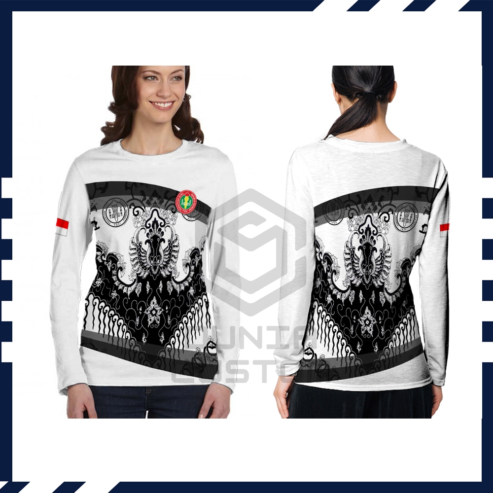 Kaos Baju Batik PGRI Lengan Panjang Wanita Fullprint