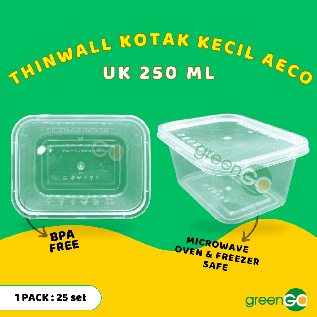 THINWALL KOTAK KECIL 250ML SEGI THINWALL AECO BENING TRANSPARAN TEBAL