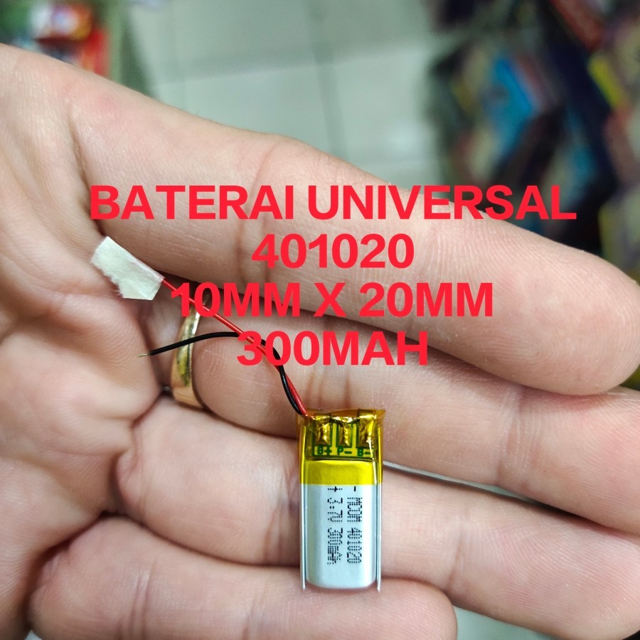 BATERAI ELEKTRONIK UNIVERSAL 401020 ukuran 10mm x 20mm 300mah kabel 2