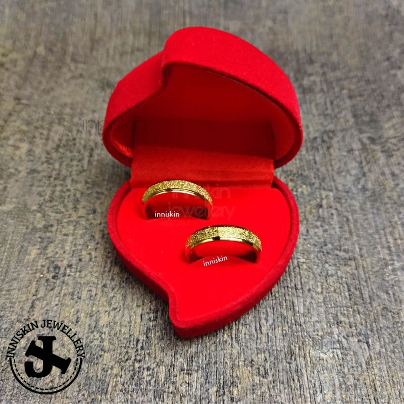 (2 PCS) Cincin Couple Gold Pasir Luxury / Cincin Couple + Kotak Cincin