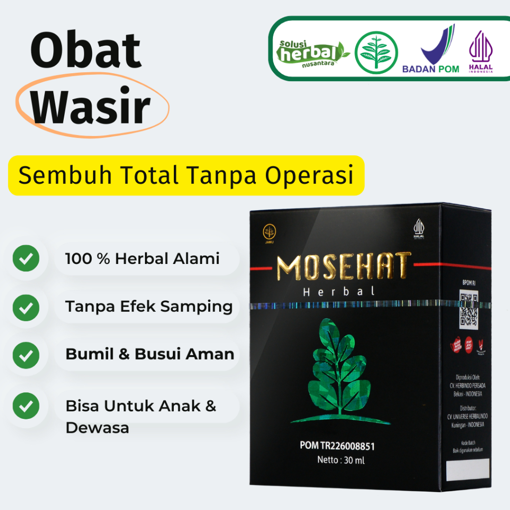 MOSEHAT Obat Wasir Herbal Ambeien Ampuh Alami 100% Original BPOM HALAL Berkhasiat