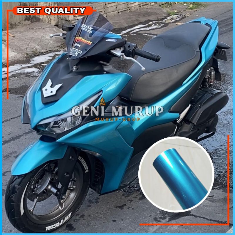 Sticker skotlet biru muda metalic candy mengkilat super glossy stiker motor kualitas premium