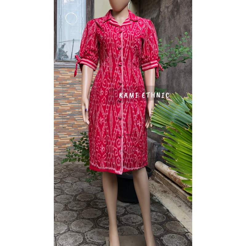 Dress tenun - dress tenun ikat jepara - dress tenun wanita -  dress tenun kondangan - dress tenun nt