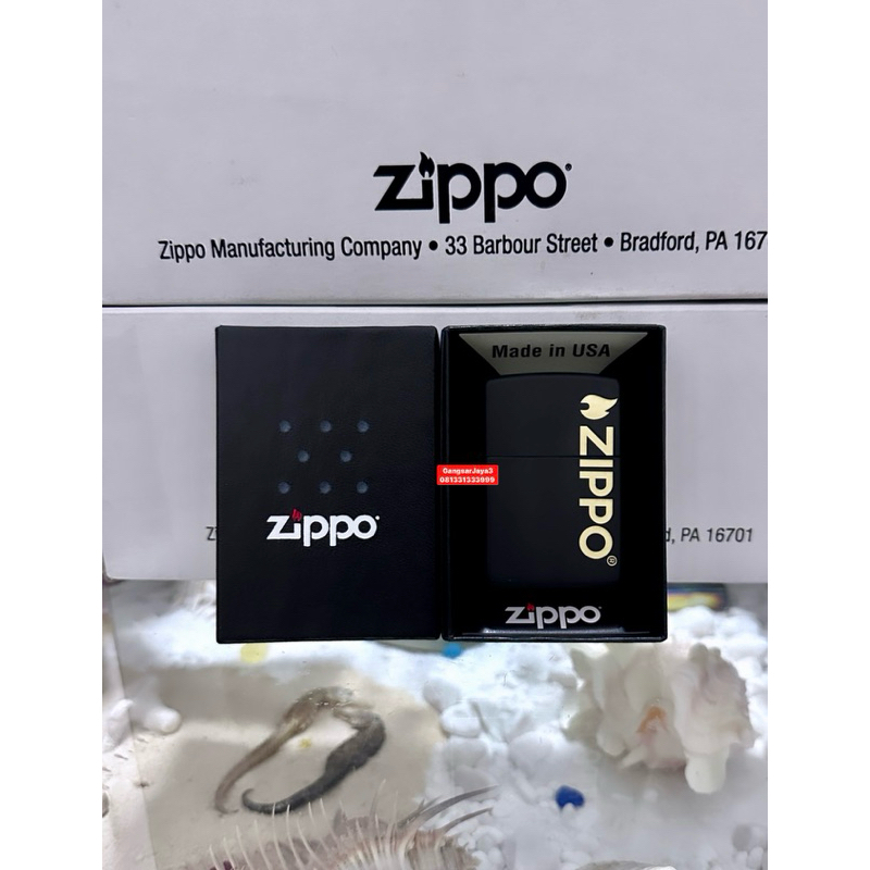 korek zippo original USA Zippo logo Black matte