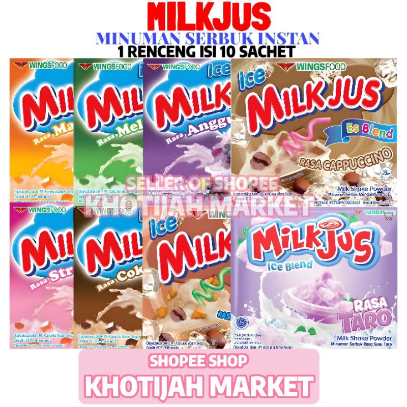 

Milkjus Minuman Serbuk 1 Renceng Isi 10 Sachet