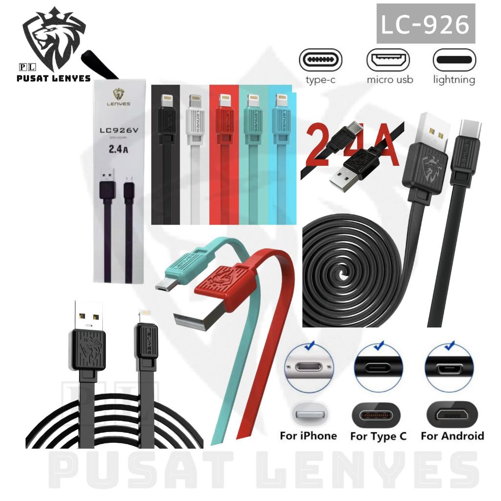 LC926 - Kabel Data LENYES LC-926 2.4a anti putus fast charging universal sync data cable kabel cas c