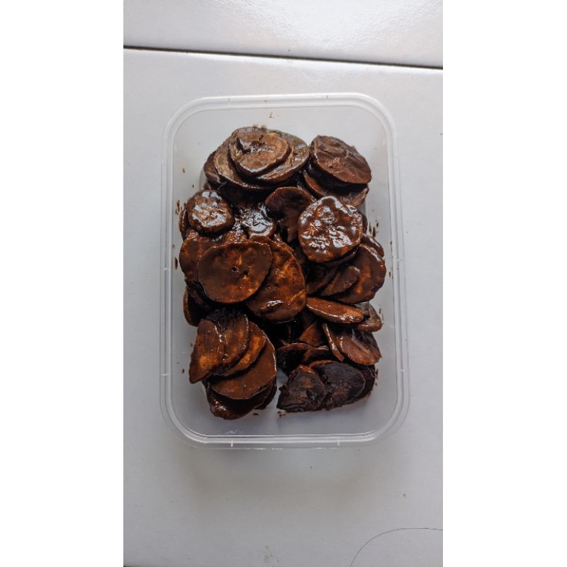 

Keripik pisang coklat lumer kemasan box