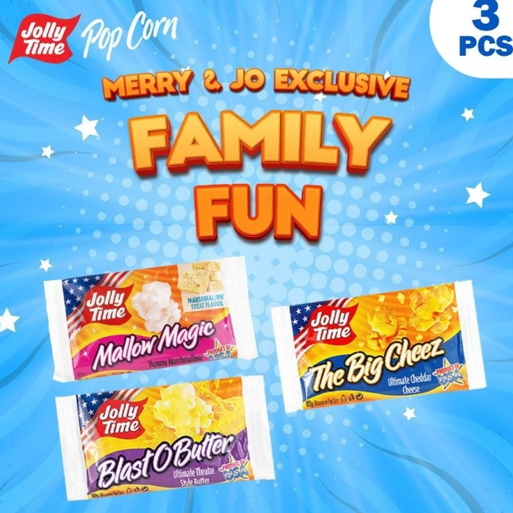 

Diskon Exclusive Merry Jo X Jolly Time - Paket Family Fun (1BOB, 1TBC, 1MM) - Mircowave Popcorn Buruan Beli