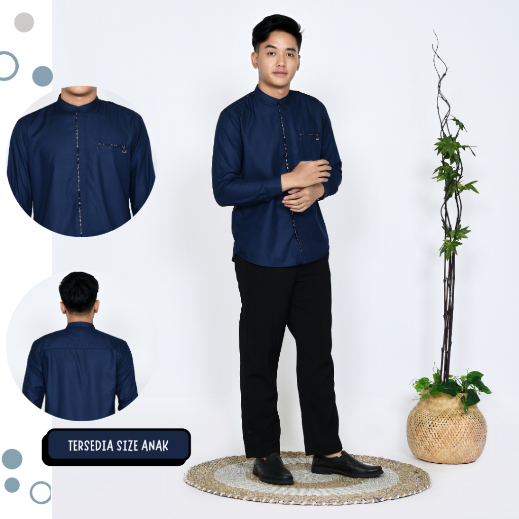 Koko Couple Salman Ayah Anak warna Navy Biru Dongker lengan panjang