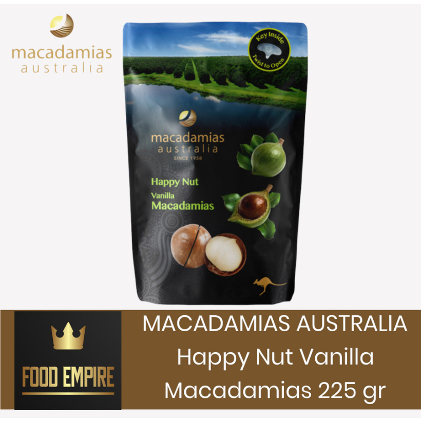 

Happy Nut Vanilla Macadamias 225 gr | Kacang Macadamia Australia