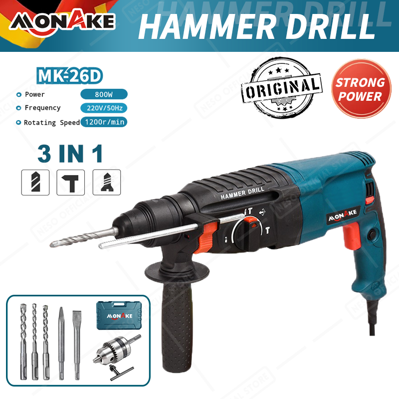 Mesin Bor Bobok 26mm Rotary Hammer Drill Impact Beton Tembok Listrik Bobok MK26D MONAKE