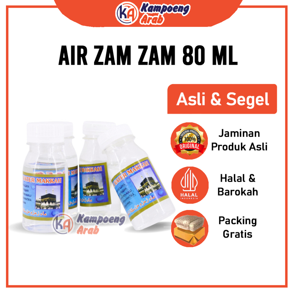 

ASLI AIR ZAM ZAM 80ml/Kemasan Botol/ Oleh oleh Haji Umtoh Untuk Souvenir Gift Dari Arab Saudi Haramain