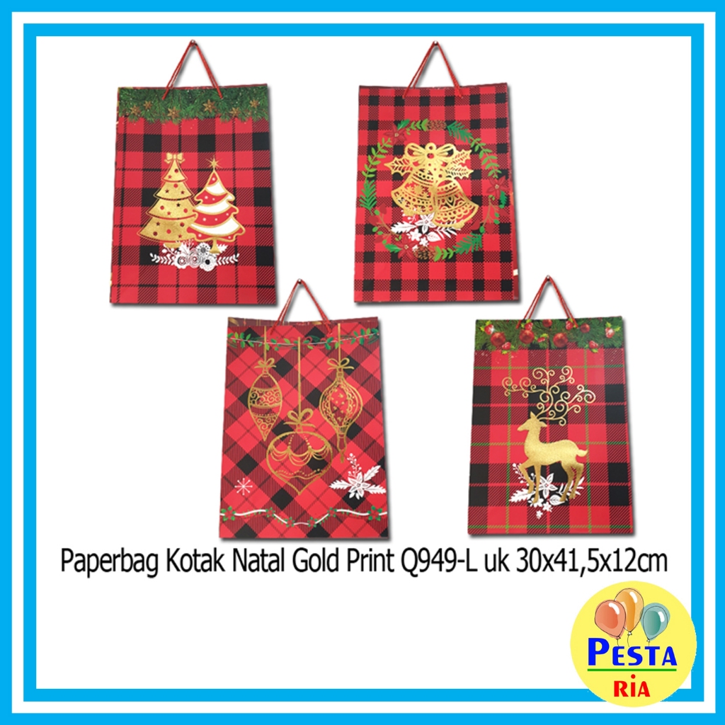 

SB1272 PAPERBAG KOTAK MERAH HITAM NATAL PRINTED GOLD UK 30X41,5X12CM SHOPPING BAG, GODIE BAG, SOUVENIR NATAL, MUSIM DINGIN, KADO NATAL, HIASAN NATAL