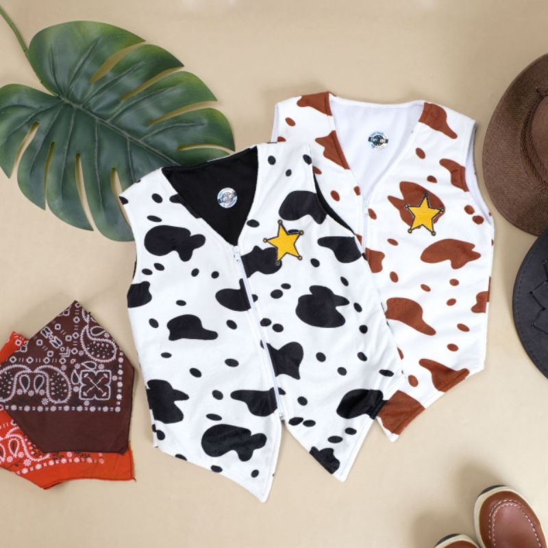 Rompi Cowboy Woody Anak Motif Sapi Vest Anak