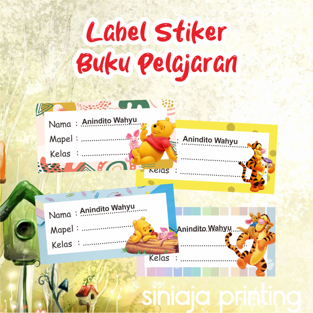 

STIKER LABEL NAMA BUKU MATA PELAJARAN SEKOLAH TEMA WINNIE THE POOH