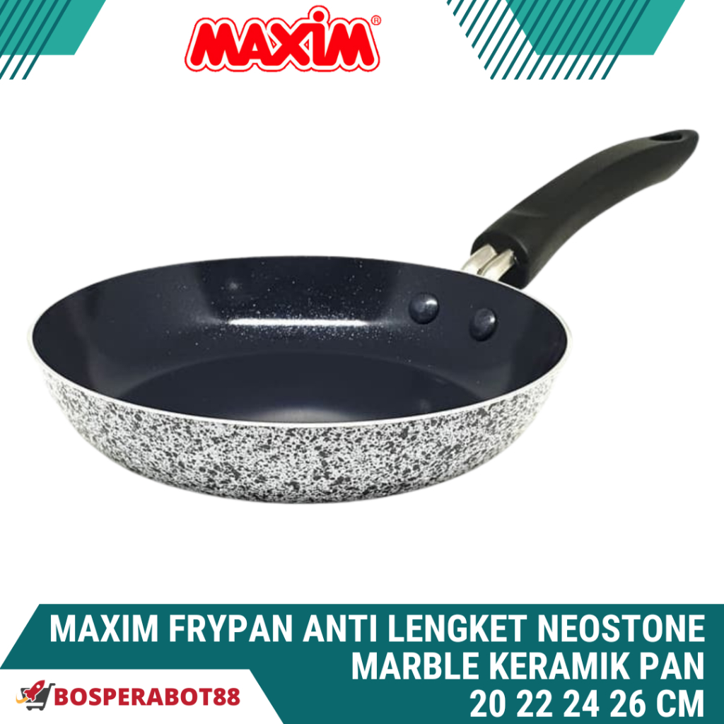 MAXIM FRYPAN ANTI LENGKET Neostone Marble Keramik PAN 20 22 24 26cm