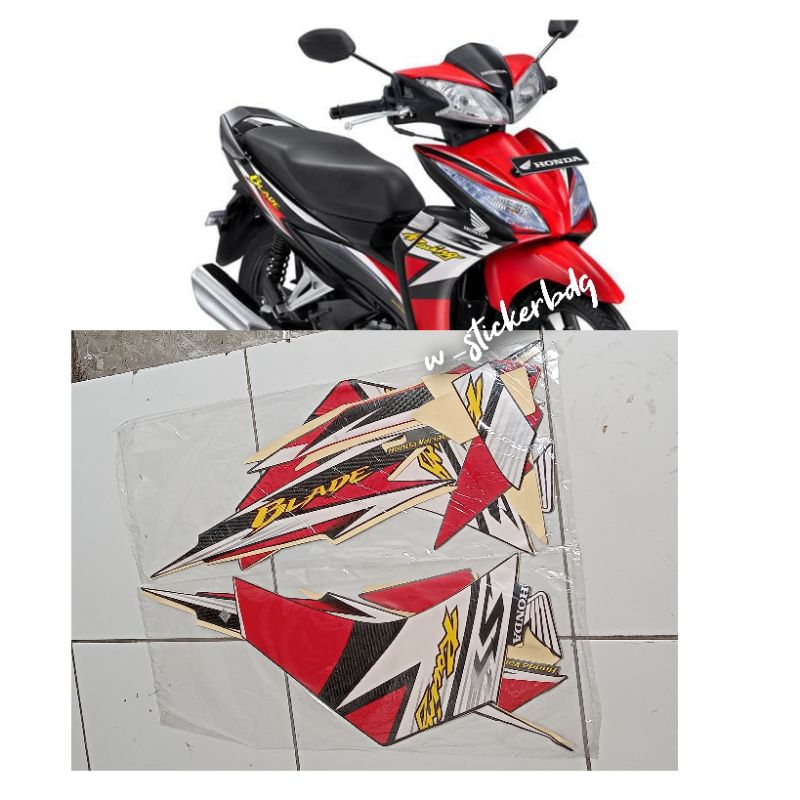 Striping Stiker Lis Bodi Honda Blade S 2013 Merah Hitam