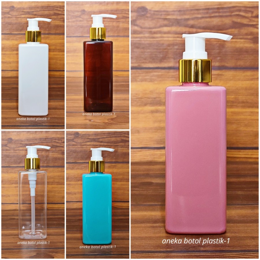 Botol Sabun Cair Pump 250ml / Botol Pump 250ml / Botol Plastik Pet 250 Kotak Pump Lotion Gold