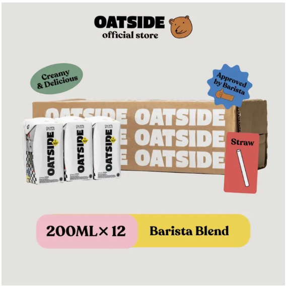 OATSIDE MINI STRAW 1 Karton (Isi 12) - Oat Milk Barista Blend 200 ML