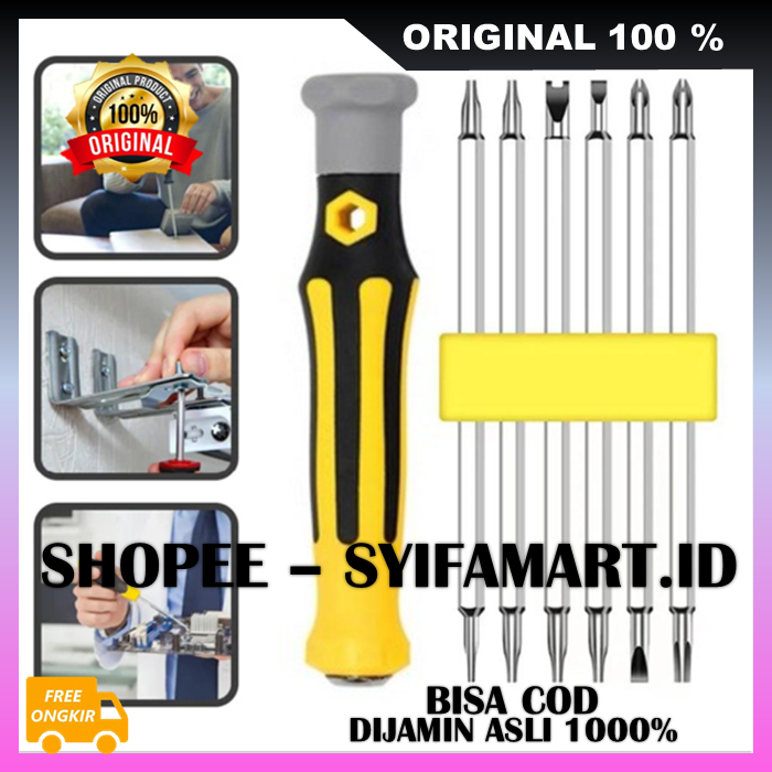 Obeng 12 in 1 Obeng Bolak Balik 12 Mata Obeng Set Bolak Balik 100% ORIGINAL