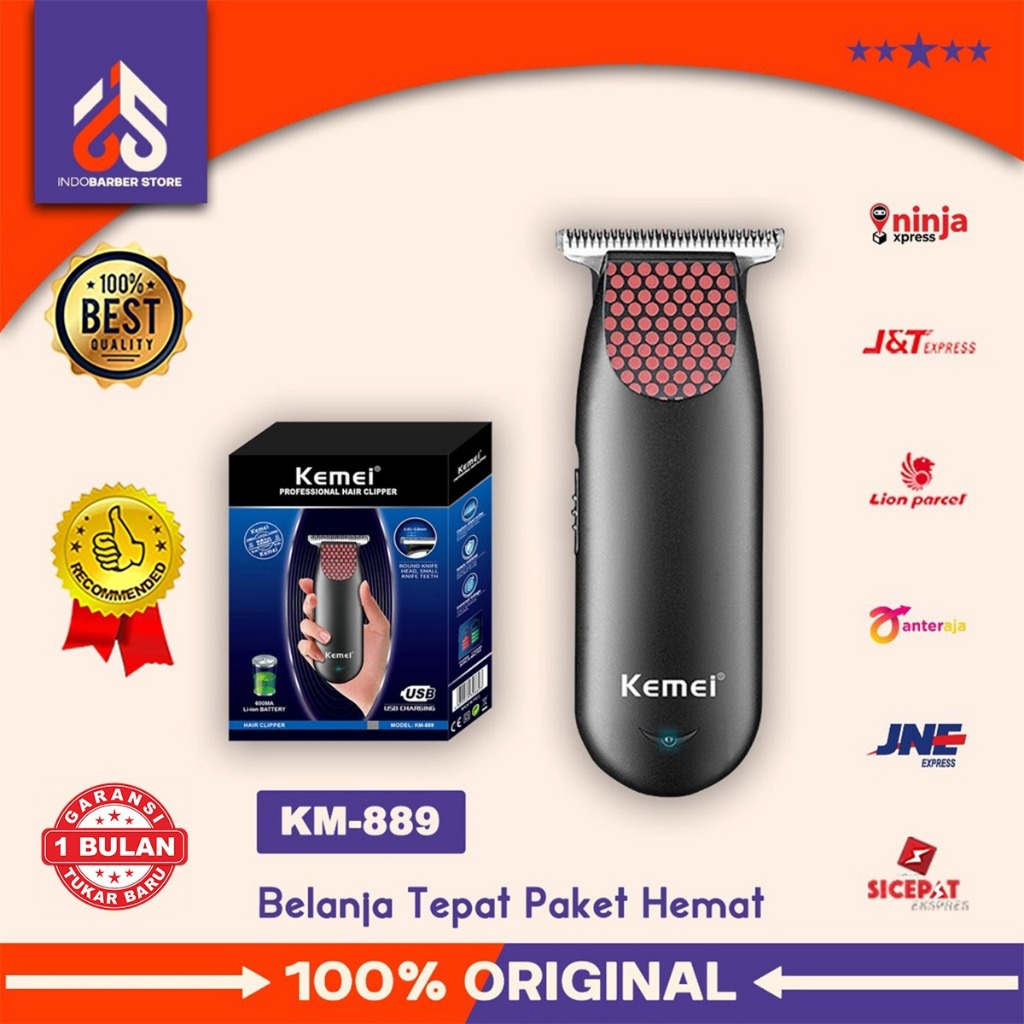 Trimmer Mini Kemei KM 889 Alat Cukur Pangkas Rambut Barbershop Elektrik Original Shaver Clipper Klip