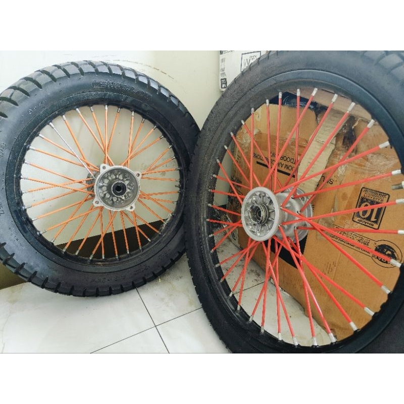 VELG SET ORI COPOTAN KLX BF ASLI WARNA HITAM RING 18/21
