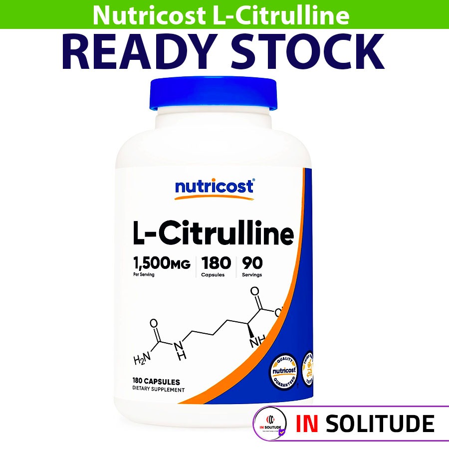Nutricost L-citrulline 1500 mg per serving isi 180 capsul citrulline