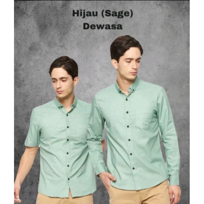 Kemeja polos pria hijau sage