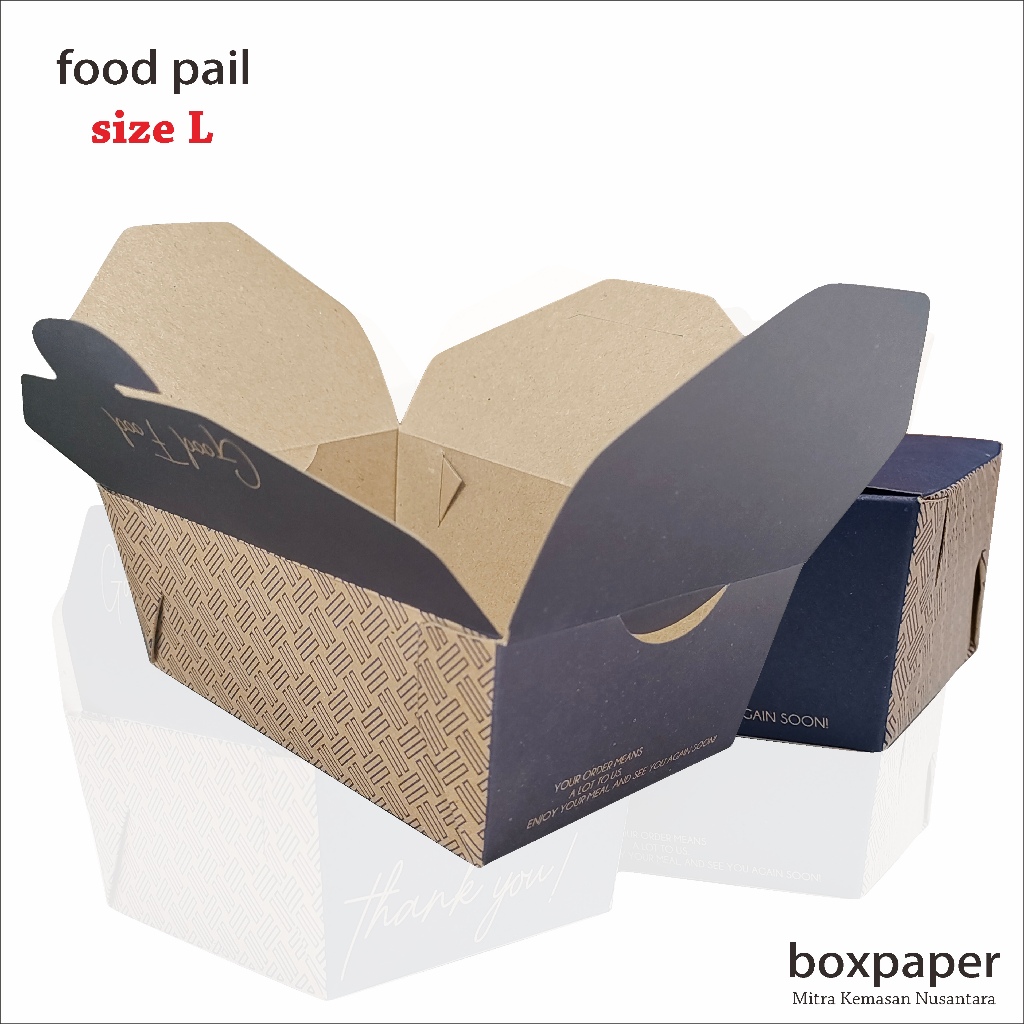 Food Pail Size L Motif dan Polos Dus Kemasan Nasi Ayam Goreng Bakar Geprek Mie Nasi Bakar Nasi Uduk 