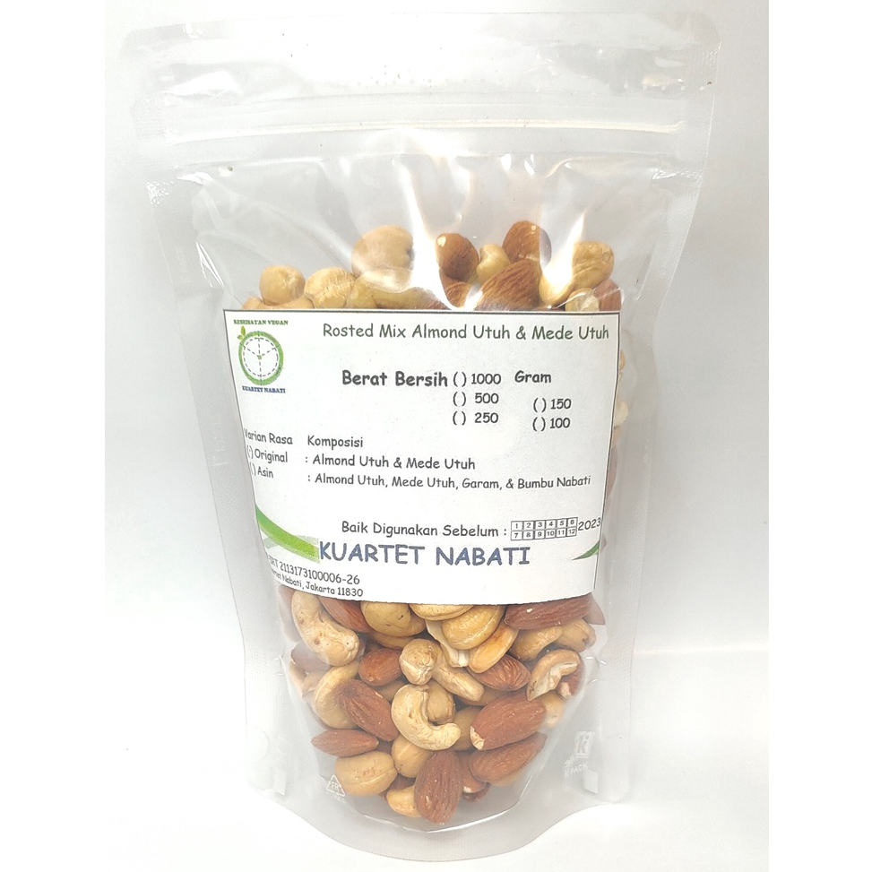 

>V44859) 250gr Mix Roasted Almond Utuh dan Mede / Cashew Utuh Varian Rasa Original/ Asin