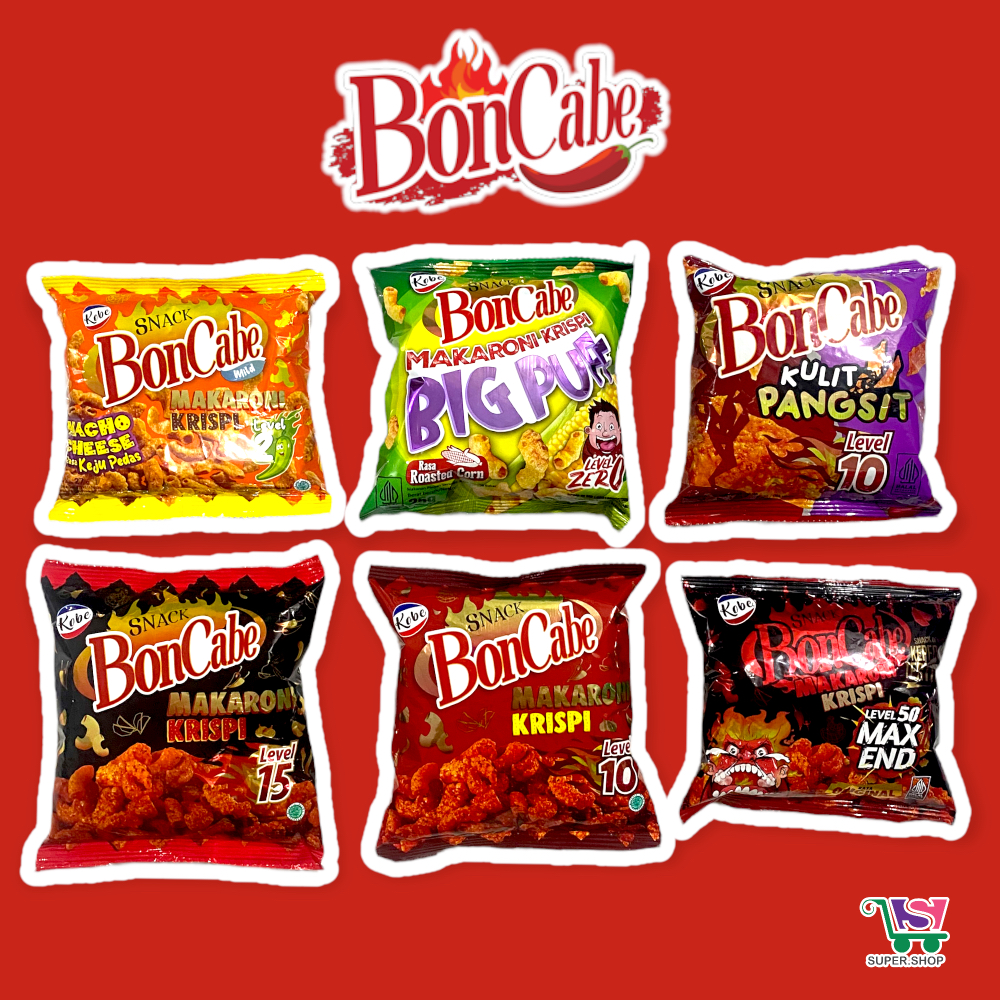 

Makaroni Krispi Bon Cabe Level 03 Keju Pedas / 10 / Level 15 Mini Boncabe 27 Gram