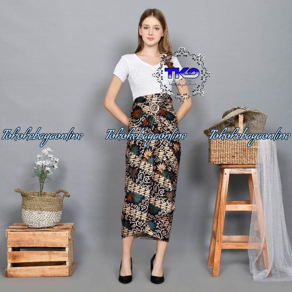 ROK LILIT BATIK WANITA/ROK BAWAHAN KEBAYA/ROK LILIT BATIK/KENANGA HIJAU TOSCA/GRATIS RING