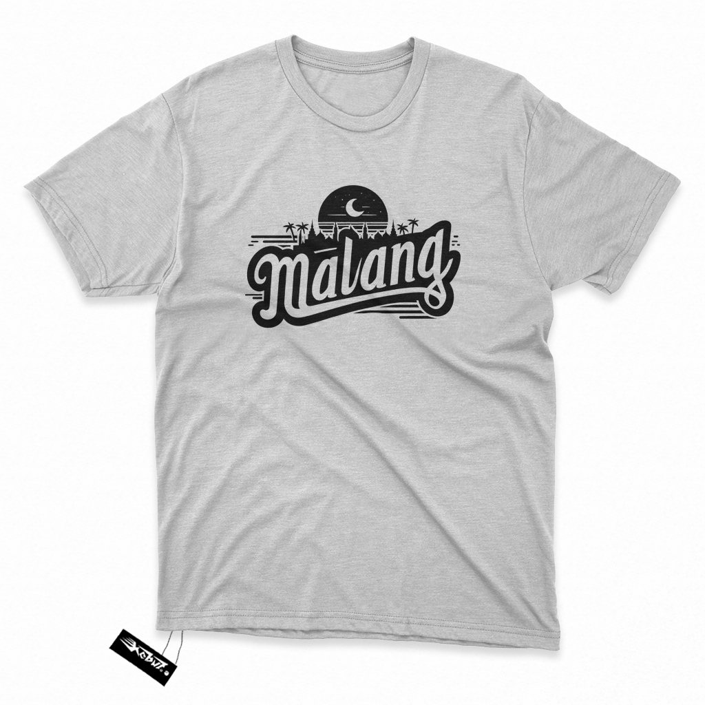 Kaos MALANG 002 ciri khas orang Malang Text Typography - Kain Katun Tshirt / baju distro Keren gamba