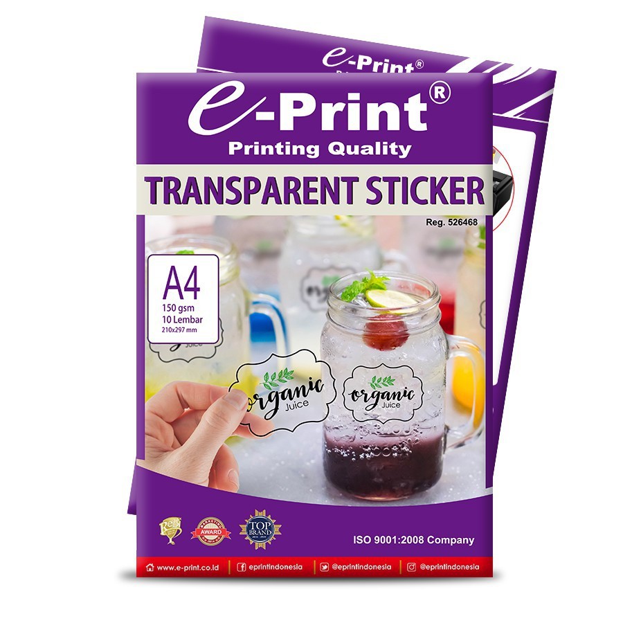 

KERTAS STIKER TRANSPARAN A4 EPRINT