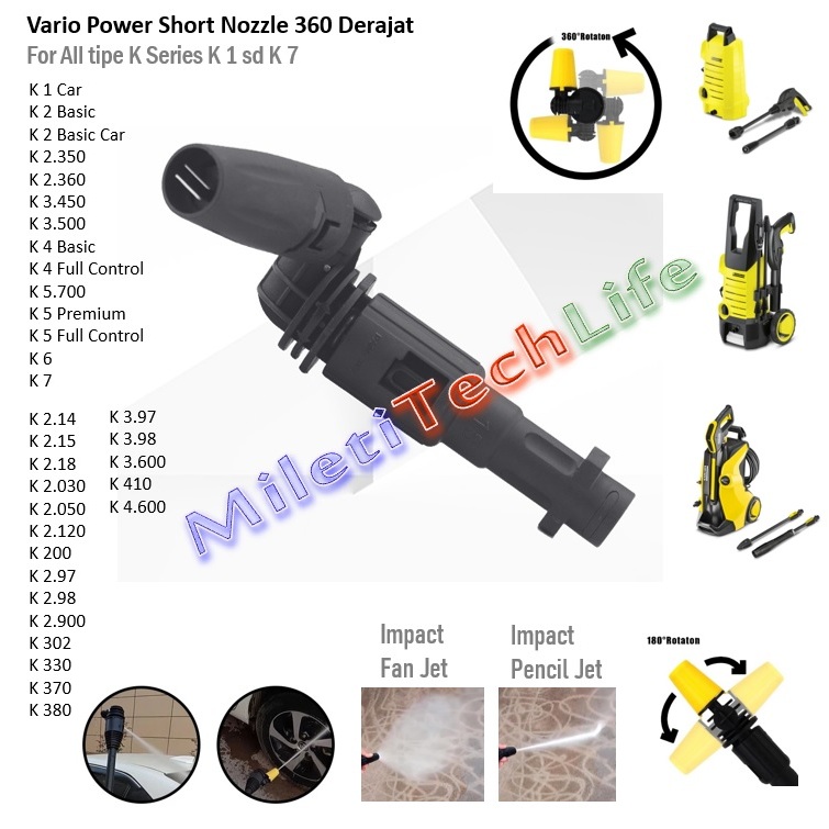 Karcher Short Nozzle VP17s Flexible 360derajat Repalcement for Karcher K1 K2 K3 K4 K5 Nozzle