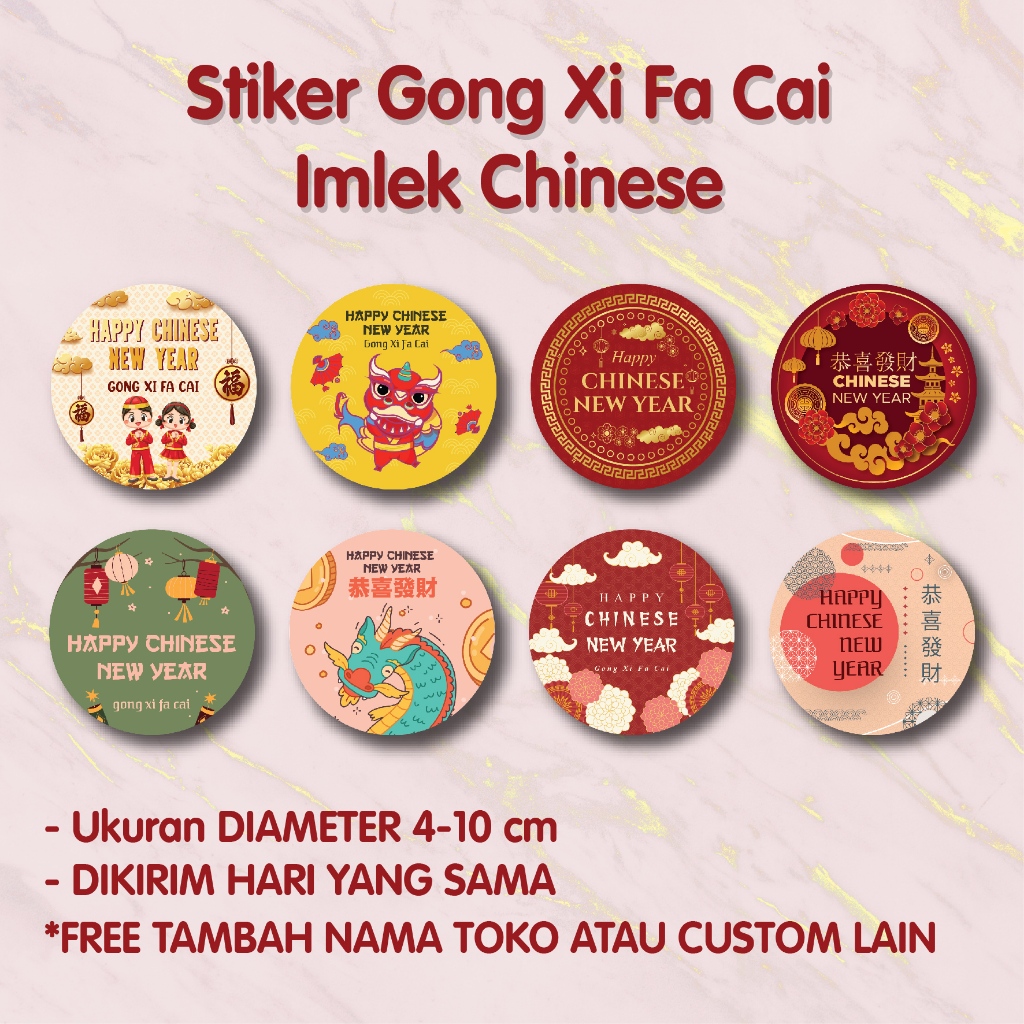 

Stiker Imlek Chinese New Year 2024 Gong Xi Fa Cai Ekonomis | SHIO Naga