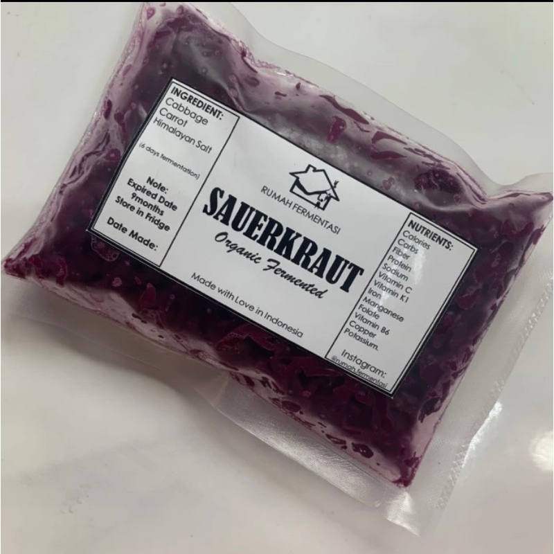 

200gr Red Sauerkraut Refill Pack (Raw Unpasteurized) | by Rumah Fermentasi